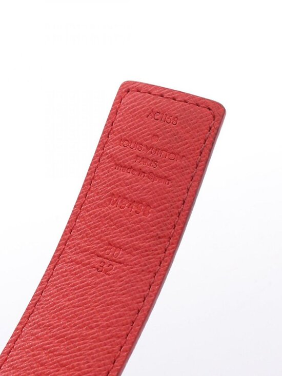 Louis Vuitton Belt Ceinture Initial Monogram Rouge Leather Canvas